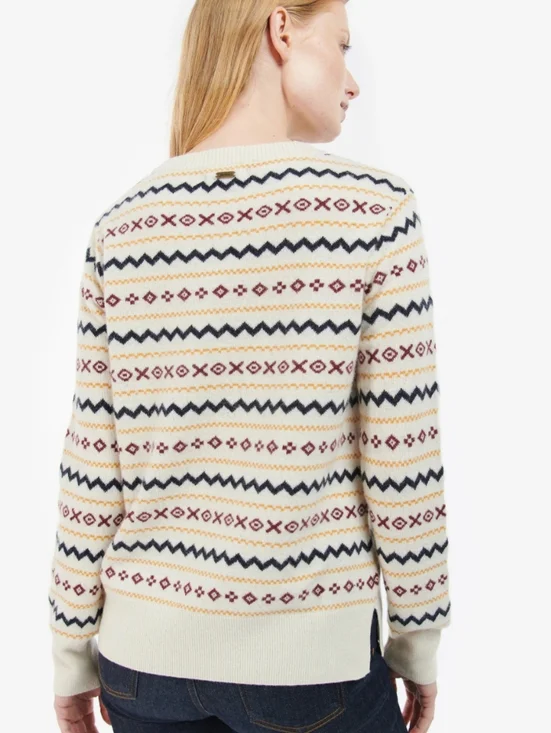 Barbour Alder White Print Wool Pullover Sweater Size 12 - Picture 4 of 10